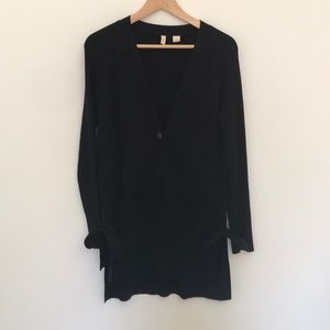 Anthropologie Moth Long Black Cardigan Side Ties